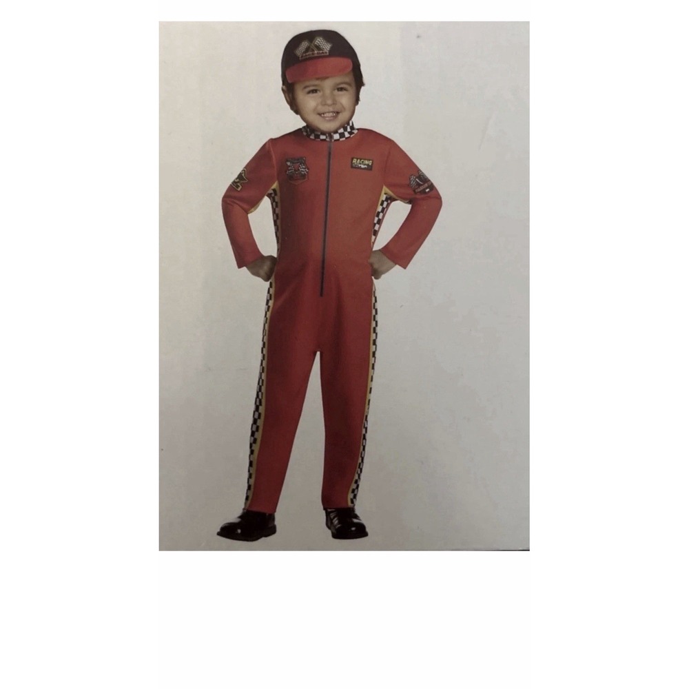 Celebrate Race Car Driver Toddler 3T 4T Halloween Dress Up Costume Jumpsuit Hat